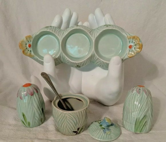 Beswick Wayside Cruet set 1930's pepper salt mustard base Nevada Silver d&a UK - Picture 2 of 12